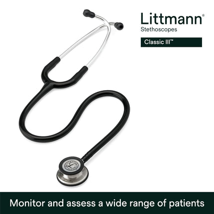 3M™ Littmann® Classic III™ Monitoring Stethoscope, Black Tube, 27 inch, 5620