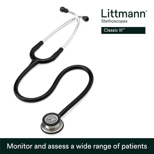 3M™ Littmann® Classic III™ Monitoring Stethoscope, Black Tube, 27 inch, 5620