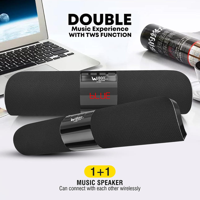 UBON Bluetooth Speaker Soundvibe Series with Inbuilt Mic & FM, Supports USB, SD Card & AUX, Powerful Bass & TWS Function Wireless Speaker for Travel, Home & Outdoor Party (Black)