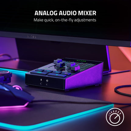 Razer Audio Mixer All-in-One Analog Mixer for Broadcasting & Streaming: 4-Channel Interface & Mute Buttons - XLR Input w/Preamp - Plug & Play - Chroma RGB - RZ19-03860100-R3M1