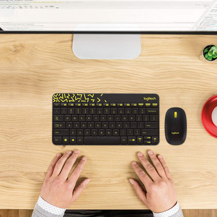Logitech MK240 Nano USB Wireless Keyboard and Mouse Set Black/Chartreuse Yellow