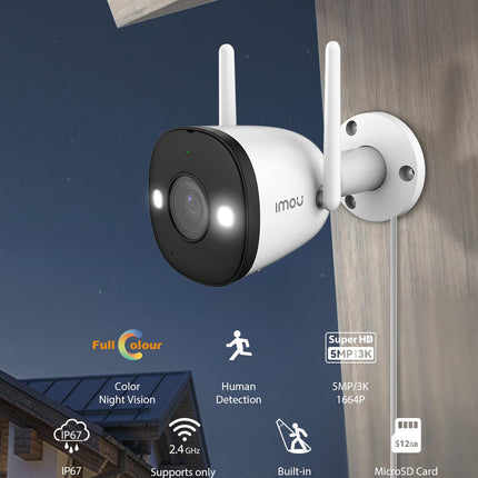 Imou 5MP High Definition Outdoor Security Bullet CCTV Camera, Color Night Vision - Unboxify