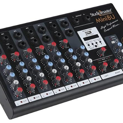 Studiomaster Mini 8U Built-in echo/delay processor with unique E-delay
