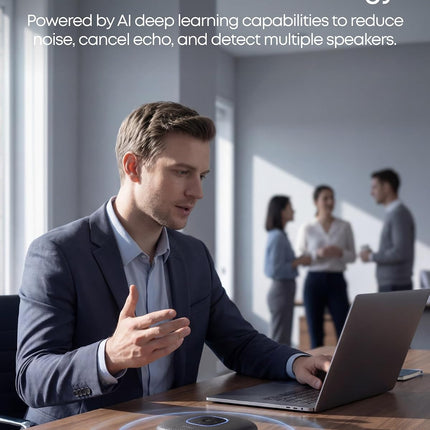 Anker Conference Microphone, PowerConf Bluetooth Speakerphone with 6 Mics, Enhanced Voice Pickup, 24H Call Time, USB C, Computer Conference Speaker Compatible with Leading Platforms, for Home Office