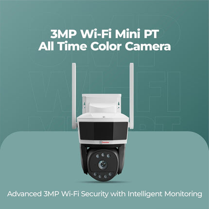 Trueview 3MP Wi-Fi All Time Colour Mini Pan-tilt CCTV Camer | STQC Approved | 360° Pan Tilt | Human Detection | 2-Way Audio | Supports 256 GB Memory Card & Cloud | Alexa | T18290S 2026 Edition