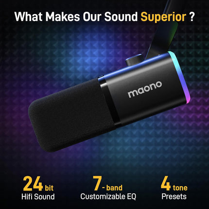 MAONO Dynamic Gaming Microphone: USB/XLR Podcast Mic with Boom Arm, Software, PC Mic for Gamer- Podcast Setup for Streaming, Recording Studio, YouTube Content Creation Online Chat-PD100XS