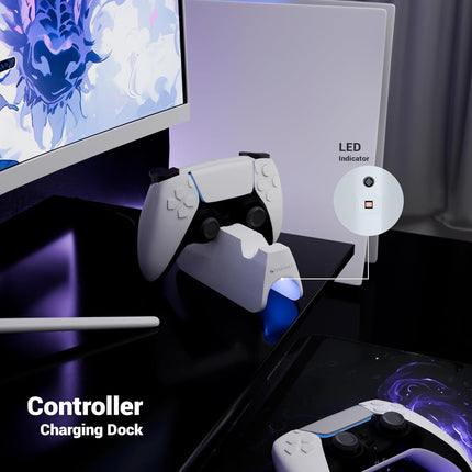 ZEBRONICS PS5C, PS5 Controller Charging Dock, 3H Rapid Charging, Supports Dualsense & Edge Controllers, Dual Pogo Pin, Charging Indicators, Anti-Slip Silicone Base
