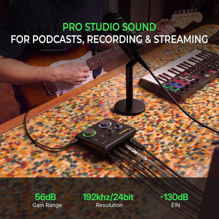 MAONO Audio Interface for Recording Studio: Audio Mixer with 24-bit/192kHz Routing Software, LOOPBACK ASIO Driver for Recording Music, Home-Studio, Podcast Setup, Guitar, DAW(PS22 Lite Black)