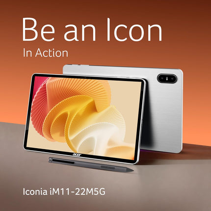 Acer Iconia 5G Tablet|11.45" 2.2k”90Hz IPS Display, MediaTek 8791 Processor, 8GB RAM + 128GB Storage, 16MP Rear+8MP Front Camera,Wi-Fi + 5G Volte, Android 15,BT 5.2, Slim Metal Body