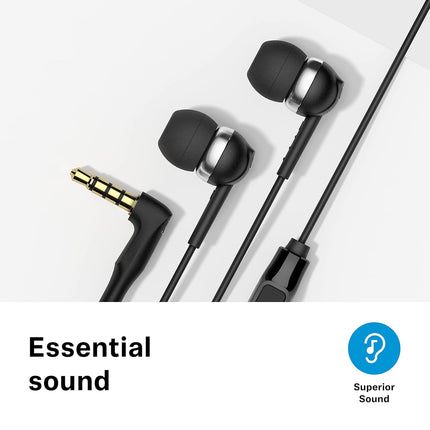 Sennheiser CX 80s Wired in Ear Earphones with in-Line Microphone, Superior Sound, One Button Smart Control, Lightweight Design, 3.5mm Jack, 3 Ear Tip Sizes, 2Y Warranty, ‎Voice Control, Black
