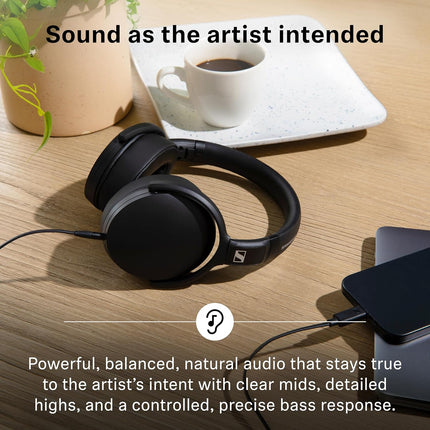 Sennheiser HD 400U Wired Over-Ear Headphones with Mic, USB-C, Dynamic Bass Sound, Foldable Lightweight Design, Noise Isolation and One-Button Call Control, Black