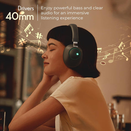 Zebronics Duke (2026 Upgrade) Wireless Headphone, BT v5.3, Upto 60 hrs Playback, 40mm Drivers, Deep Bass, ENC, Gaming Mode, Dual Pairing, LED Lights, Media/Volume Control, Call Function (Black)