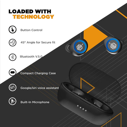 Nu Republic Starbuds 4 True Wireless in Ear Earbuds (TWS) BT V5.0, Upto 20Hrs Play Time, Compact Charging Case, Sweat & Water Resistant, Voice Assistant/Siri with in-Built Mic -Blue - Unboxify