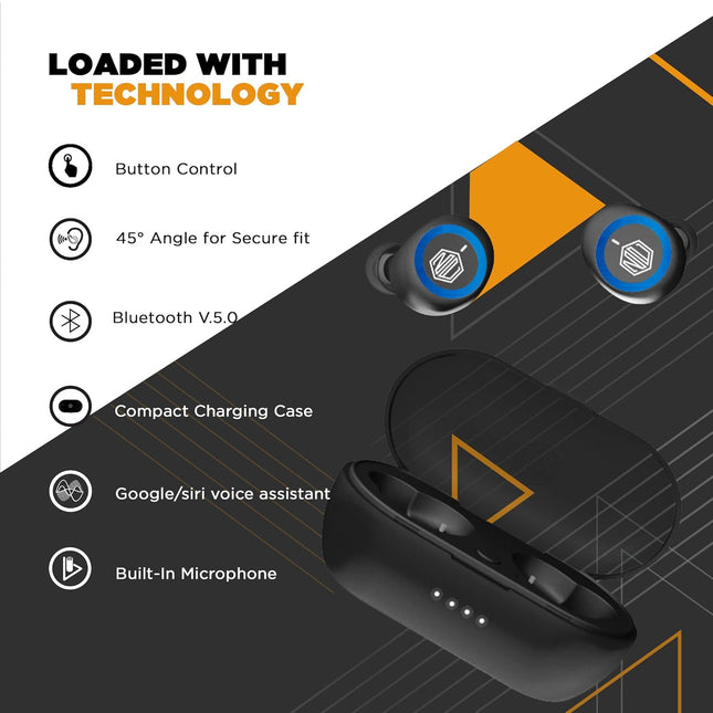 Nu Republic Starbuds 4 True Wireless in Ear Earbuds (TWS) BT V5.0, Upto 20Hrs Play Time, Compact Charging Case, Sweat & Water Resistant, Voice Assistant/Siri with in-Built Mic -Blue - Unboxify