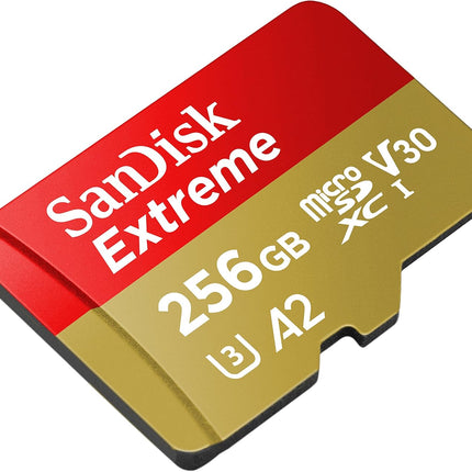 SanDisk Extreme® 256GB microSDXC UHS-I, 190MB/s Read, 130MB/s Write Memory Card for 4K Video on Smartphones, Action Cams and Drones
