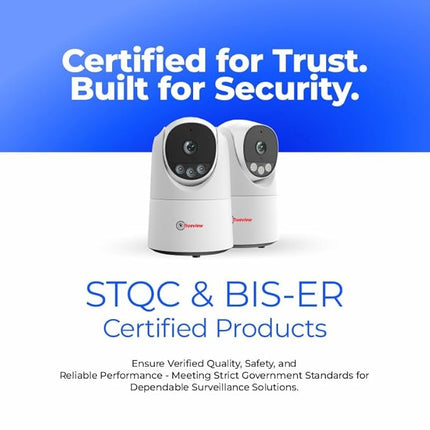 Trueview 3MP Smart Wi-Fi Robot Home Security Camera (Pack of 2) – 360° Pan-Tilt, All-Time Color Night Vision, Smart AI Motion Tracking, 2-Way Audio, BIS-ER (STQC Certified) T18296S