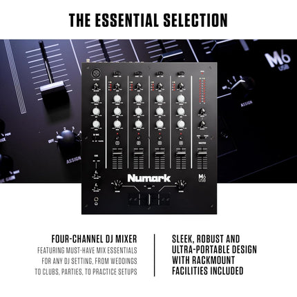 Numark M6 USB | 4-Channel Dj Mixer With On Board Interface With On-Board Audio Interface, 3-Band EQ, Club-Ready Inputs, Microphone Input And Replaceable Crossfader With Slope Control Black