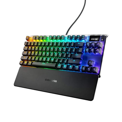 SteelSeries Apex 7 Tkl Compact Mechanical Gaming Keyboard Oled Smart Display Usb Passthrough & Media Controls Linear & Quiet Rgb Led Backlit, Black
