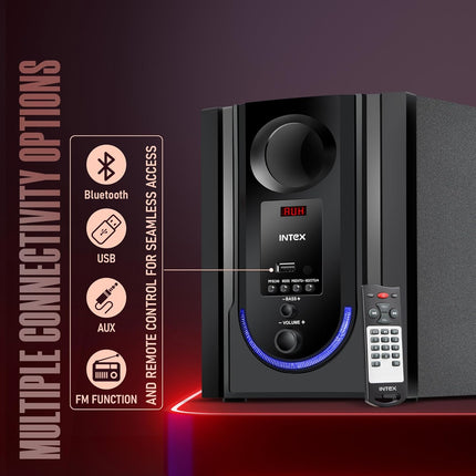 Intex ROAR-4701 Auxiliary, Bluetooth Deep Bass Home Theater with Subwoofer 4.1 Channel with 70W Premium Signature Sound, Multiple Connectivity Modes, Master Remote and Sleek Finish (Black)