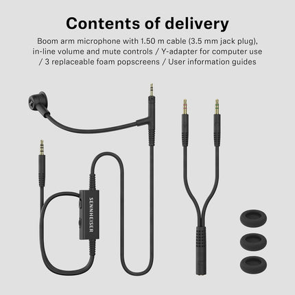 Sennheiser HD 500 BAM Lapel Microphone Upgrade for HD 500 Series/HD 620S - Condenser Microphone with Noise Cancellation, Sound for Gaming, Streaming & Podcast - 3.5mm Jack - Black - Unboxify