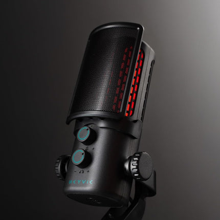 SKYVIK Glowcast USB Condenser Microphone with Noise Cancellation, RGB Lighting & Zero-Latency Monitoring for Podcasting, YouTube, Streaming & Gaming