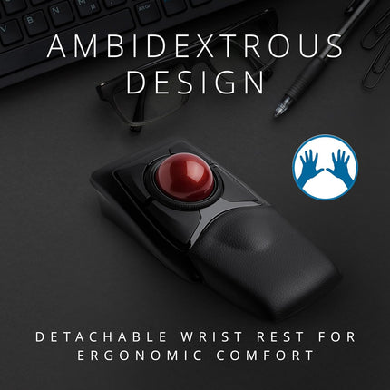 Kensington Expert Mouse® Wireless Trackball Mouse, Easy Finger Control, Precision and Smooth DiamondEye™ Optical Tracking, Ergonomic and Ambidextrous Comfort Design for Windows, PC and Mac (Black)