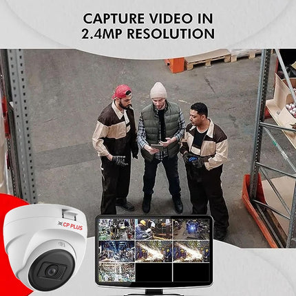 CP PLUS 2.4MP Full HD IP Indoor Wired Dome Camera CP-URC-DC24PL3 Compatible with DVR only | 30 Meters IR Black & White Night Vision | 3.6mm Lens | Motion Detection, White