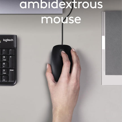 Logitech MK120 Wired USB Keyboard and Mouse Set for Windows, Optical Wired Mouse, Full-Size Keyboard, USB Plug-and-Play, Compatible for PC, Laptop-Black - Unboxify