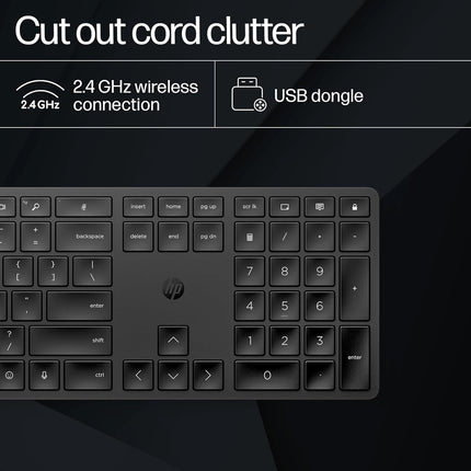 HP 450 Programmable Wireless, Full Size; 3-Zone Layout Keyboard, 2.4 GHz Wireless Connection, Compatible with PCs with Available USB-A Port