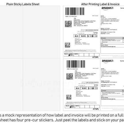 Securement Easyship Sticky Labels Matt (A4 Size Sheet with 4 Pre-Cut Labels Per Sheet) - to Print Easyship Order - Suitable for Any Printers (1000 Sheets)