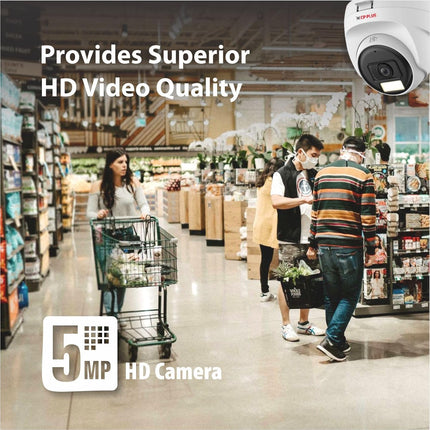 CP PLUS 5MP Dome CCTV Camera | Outdoor Analog Security Camera | Full-Color Night Vision with Smart IR & Warm Light | Built-in Mic | Active Deterrence | 4-in-1 AHD/TVI/CVI/CVBS | CP-URC-DC51PL3C-L-V2