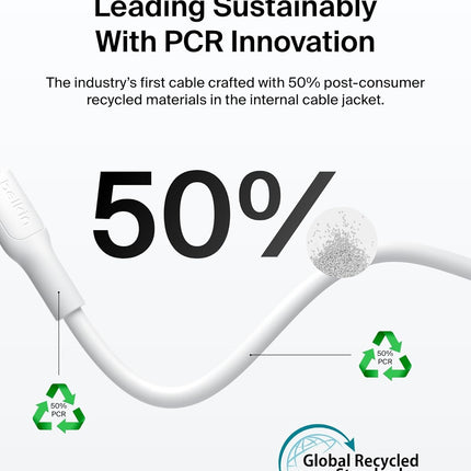 Belkin Apple Certified USB-C to USB-C Cable 2M, 60W - Soft, Flexible Fast Charging Cable, Type C Charging Cable for iPhone 17, Air, Pro, Pro Max, Galaxy S25, Pixel 9, MacBook, iPad Pro | White