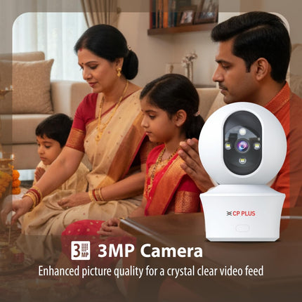 CP PLUS 3MP Smart Wi-Fi CCTV Camera for Home with 360° Pan & Tilt | View & Talk | Smart Detection Suite | Night Vision 30 Mtr | Cloud Recording | CTC Cyber Secure Tech | EZ-P34Q - Unboxify
