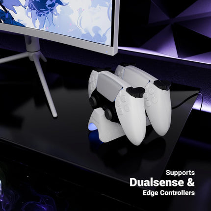 ZEBRONICS PS5C, PS5 Controller Charging Dock, 3H Rapid Charging, Supports Dualsense & Edge Controllers, Dual Pogo Pin, Charging Indicators, Anti-Slip Silicone Base