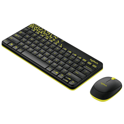 Logitech MK240 Nano USB Wireless Keyboard and Mouse Set Black/Chartreuse Yellow