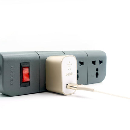 Belkin 3-Socket Extention Board with Surge Protector Universal Socket with 5Ft (1.5-Meter) Heavy Duty Cable Overload Protection, Comes with 5 Years Manufacturer Warranty, Grey Color, 350 Volts
