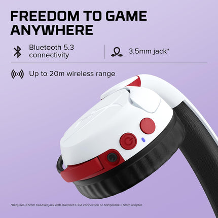 HyperX Cloud Mini – Wireless Headset,Compatible with PC,Chromebook,Nintendo Switch,PlayStation Controllers,Xbox Controllers,Phones, Laptops,Tablets,Volume Below 85dB,Immersive Sound,White