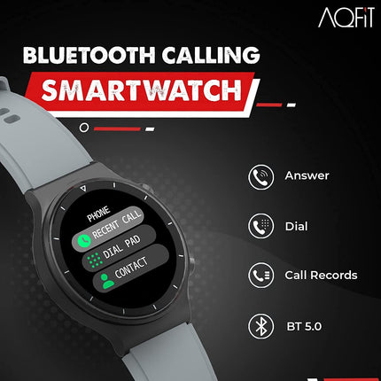 AQFIT W9 Bluetooth Calling Smartwatch 1.33" HD IPS Display, Fitness Tracker with SPO2, HeartRate, Multi Sports Mode, BT 5.0 for Men and Women (Grey)