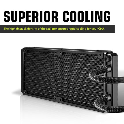 Ant Value AV240 240mm CPU Liquid Cooler/AIO - Black | Static RGB| Support Intel - LGA115X/1200/1700/1851/1366/2011/2066, AMD - FM1/FM2/AM2//AM2+/AM3/AM3+/AM4/AM5
