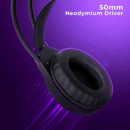 ZEBRONICS Blitz C Dolby Atmos Gaming Over Ear Wired Headphone, 50Mm Neodymium Drivers, Padded Headband, Lightweight & Comfortable, RGB Lights, Flexible Mic, Type-C Connector, Black - Unboxify