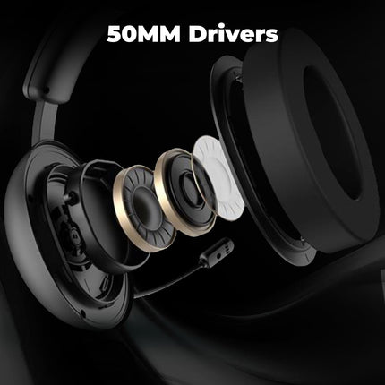 EvoFox Hyperion 7.1 Gaming Headphones with Mic - Black, 50mm Drivers, Software Supported 7.1 Surround Sound, Retractable Mic, Wired (USB A + Type-C), Inline Controls, Over-Ear Swappable Ear Pads