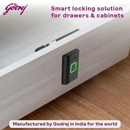 Godrej Smart Cabinet Lock| Biometric - 360° Fingerprint, 100 Fingerprints| Bluetooth| Mobile App | Passage Mode | Advantis Astron| 1st Made in India Digital Furniture Lock| Black