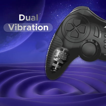 Ant Esports GP130 Wired Gamepad for PC, PS3, Android TV, Laptop – Dual Vibration USB Controller with Turbo Mode, 14 Buttons, Plug & Play, Ergonomic Design, Compatible with Windows & Steam_ Black