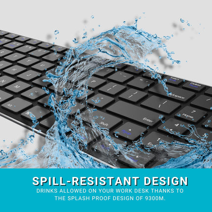 Rapoo 9300m Multi-Device Bluetooth + 2.4Ghz Wireless Keyboard & Mouse Combo Ultra Slim Design, Spill-Resistant, Anodized Aluminum Body Compatible with Windows/PC/Chromebook, 3 Years Warranty.