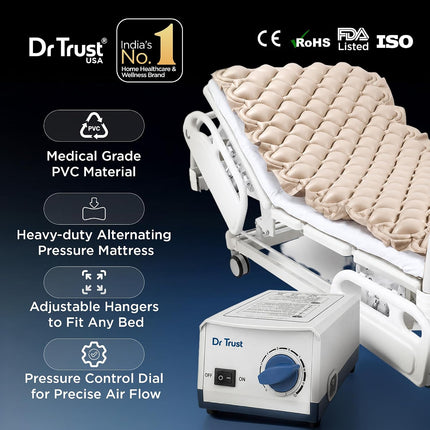 Dr Trust USA Anti-Decubitus Bubble Air Mattress for Patients, Bed Sores Prevention, Comfortable Sleep Inflatable Pad with Pump - 343 (Brown)