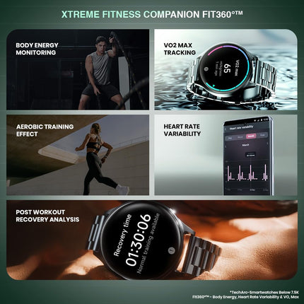 Prowatch X, 1.43" AMOLED, Body Energy, HRV, VO2 Max, Gorilla Glass 3, In-built GPS & ABC Smartwatch