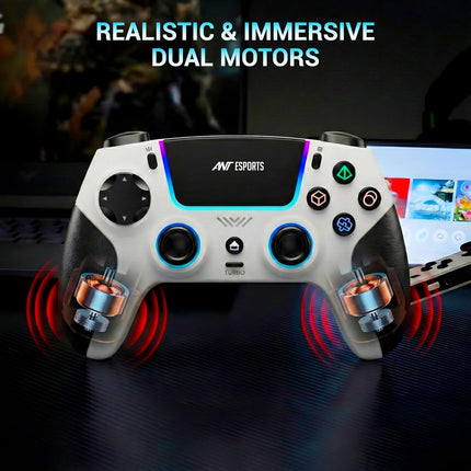 Ant Esports SUPRENOVA RGB 3-Mode Wireless Gaming Controller,1000Hz HallSense Precision Joysticks,BT,2.4GHz & Wired,Macros,Touchpad,Fast Type-C Charging, PS4, Mobile, Android TV, PC & Console Gaming