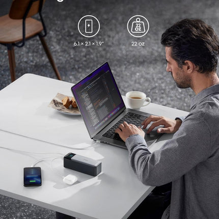 Anker 737 24,000 mAh Power BanK,3 Port Portable Charger, 140W Output, Digital Display, Compatible for iPhone 13 Series, Samsung, MacBook, Dell, AirPods, More Lithium Polymer, 24000 milliamp hour Grey, Black