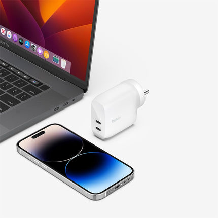Belkin 60W (30W + 30W) Two Ports USB -C PPS Fast Charging Wall Charger,2M Extender with 4-Port (2 USB -C & 2 USB-A),Compatible with iPhone Series,Ipad,Galaxy S24,Google Pixel,2 Years Warranty,White (BRAND NEW/SEALED)
