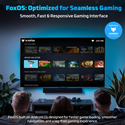 EvoFox Game Box V2 TV Gaming Console With Smart Remote and Game Controller | 4 GB RAM, 32 GB Storage | Powerful GPU, Quad Core Processor | Bluetooth 5.0 | 4K Output | Preloaded Games | (Coal Black)